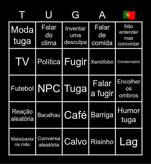 TUGA BINGO Card