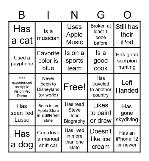 Find someone who.... Bingo Card
