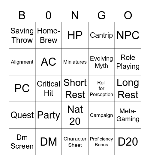 D&D Bongo Bingo Card