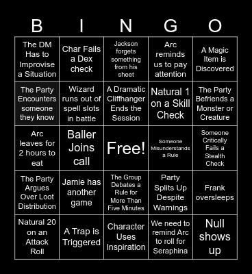 Ebingo Vanguard Bingo Card