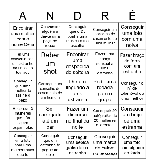 Despedida de solteiro Néné Bingo Card