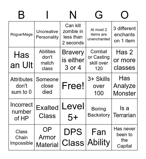 Untitled Bingo Card