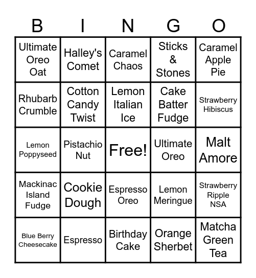 Hippy Dippy Bingo Card