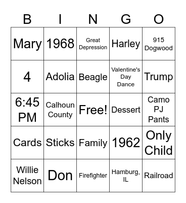 Grandpa’s 90th Birthday Bingo! Bingo Card