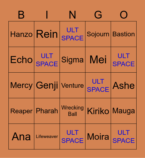 Overwatch Mystery Heroes Bingo Card