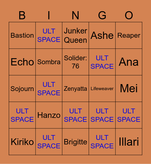 Overwatch Mystery Heroes Bingo Card