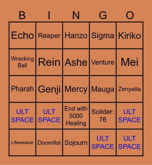 Overwatch Mystery Heroes Bingo Card