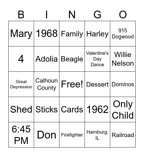 Grandpa’s 90th Birthday Bingo! Bingo Card
