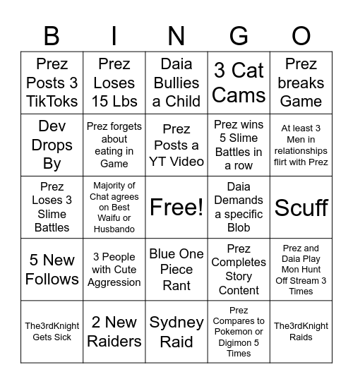 Ova Magica Bingo Card