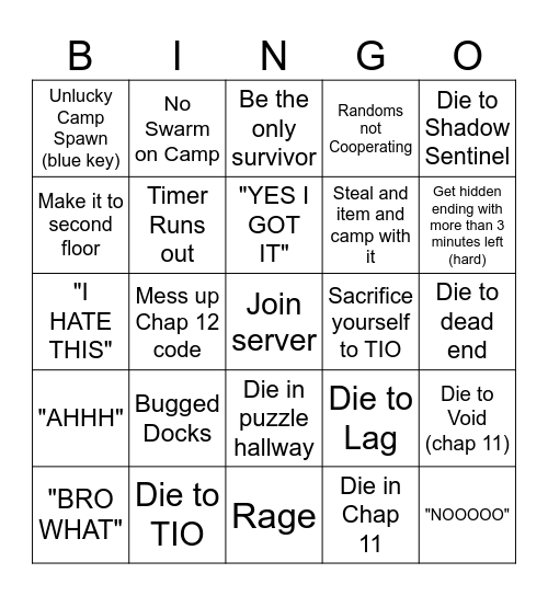 Hidden Ending w/ Randoms Bingo Card