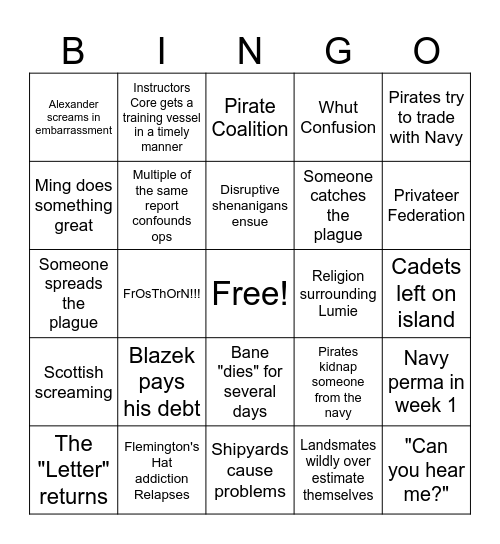 Maan's Navy Bingo Card