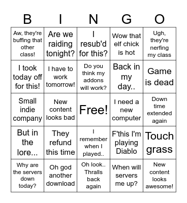 Patch Day Bingo Card