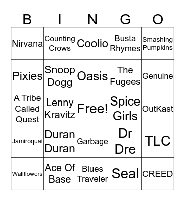 90'sBingo Card