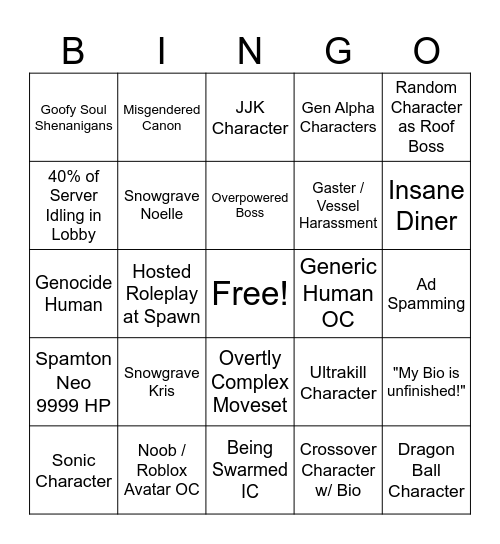 CDRP Bingo 2 Bingo Card