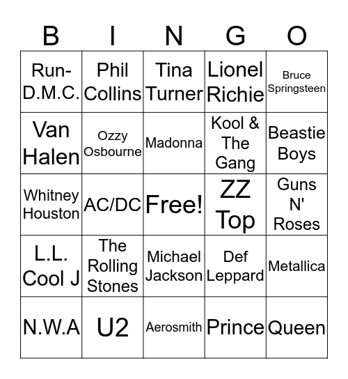 80's BINGO Card