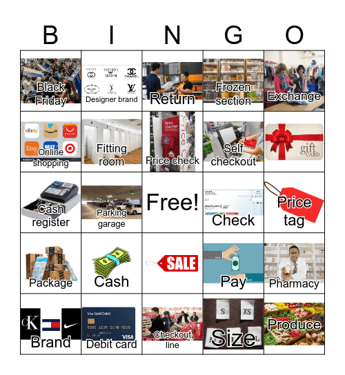 Shopping Bingo Card