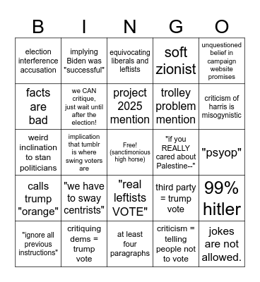 Votescold Bingo Card