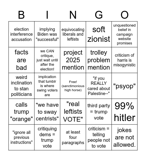 Votescold Bingo Card