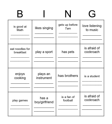 Find someone who............ Bingo Card