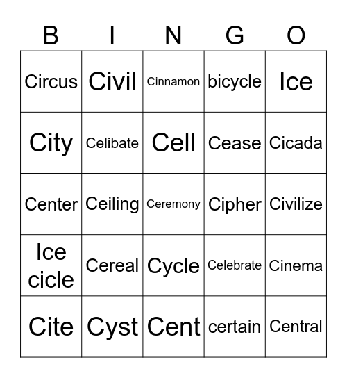 Untitled Bingo Card