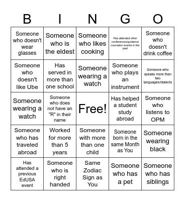 Guidance Counselor Conference 2024 Bingo Card