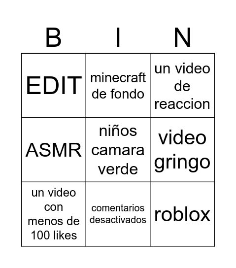 Untitled Bingo Card