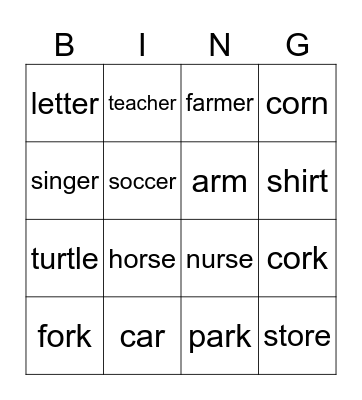 er&ir&ur&ar&or Bingo Card