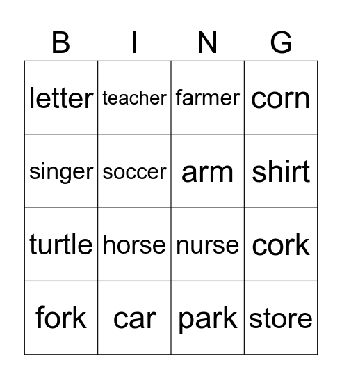 er&ir&ur&ar&or Bingo Card