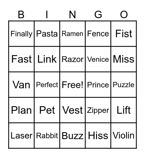 Phonics Bingo Card