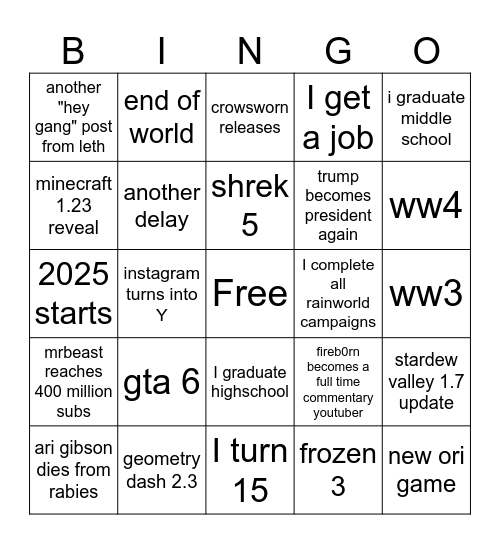 things that will come before silksong Bingo Card