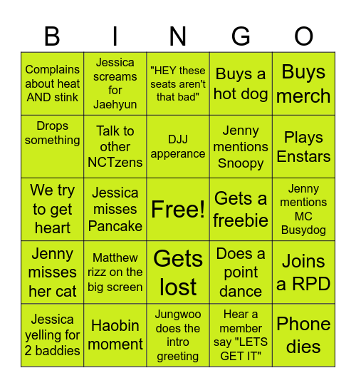 Kcon Bingo Card