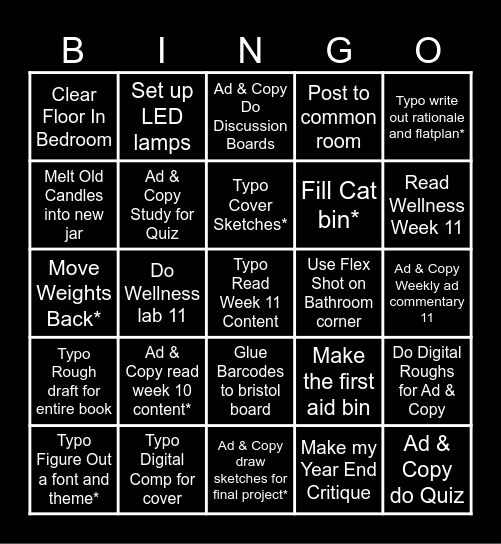 To-Do List Bingo Card