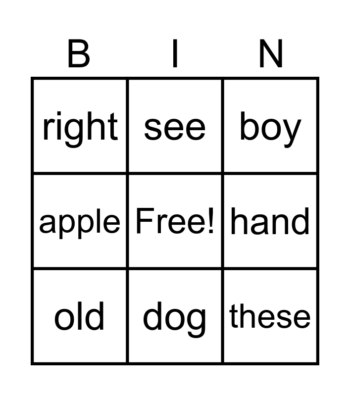 Lingo Bingo Card