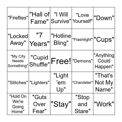 Musical Bingo Card