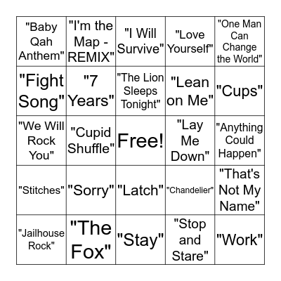Musical Bingo Card