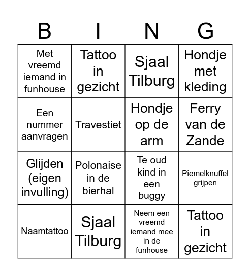 Kermis Bingo Card