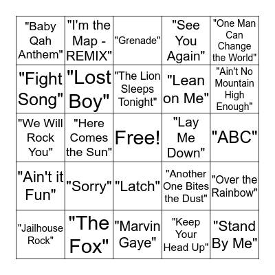 Musical Bingo Card