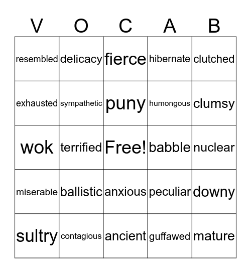 summer school Bingo Card