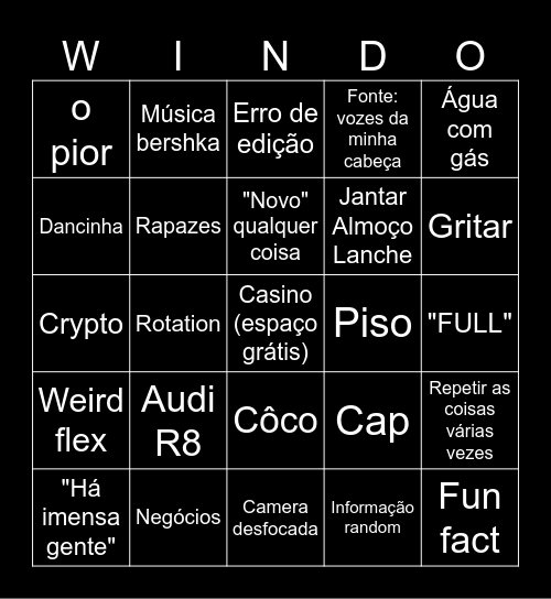 WINDOH BINGOH Bingo Card