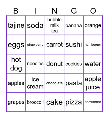 FOOD FOOD FOOD FOOD FOOD FOOD FOOD Bingo Card