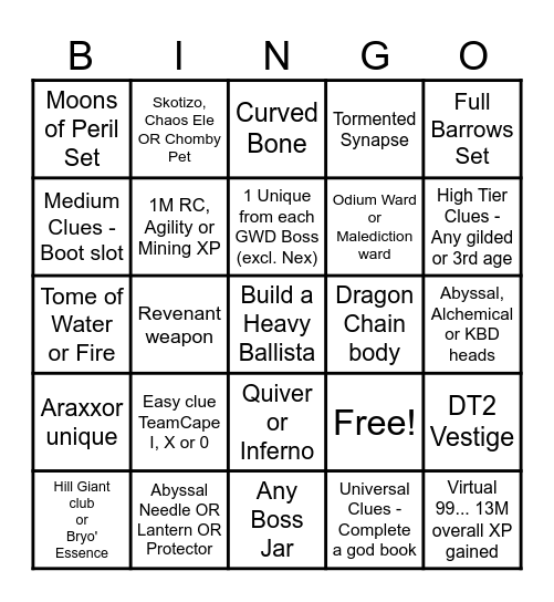 BigWilly Bingo Card