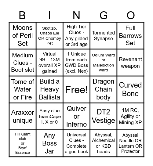 BigWilly Bingo Card