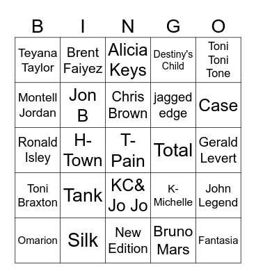 R&B Bingo Card