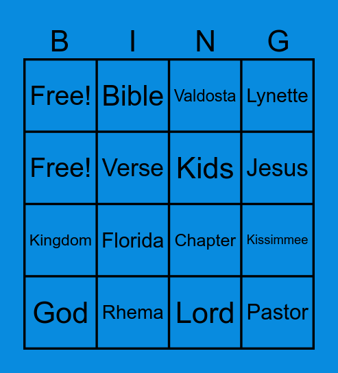 Service Bingo Card