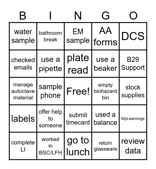 2024 MSAS Lab Olympics Bingo Card