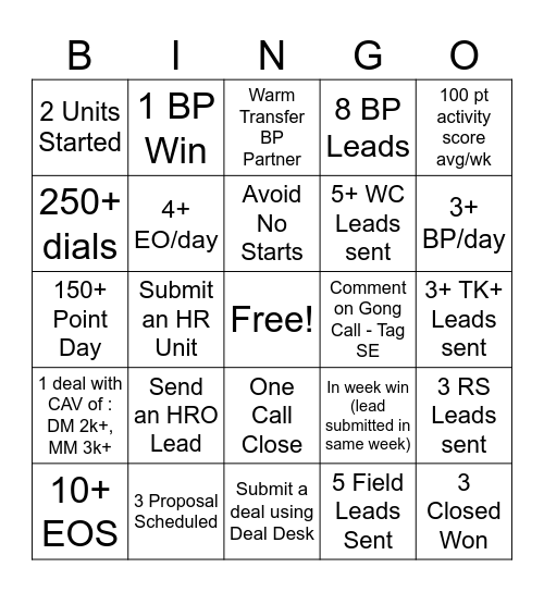 August Week 1 Bingo Card