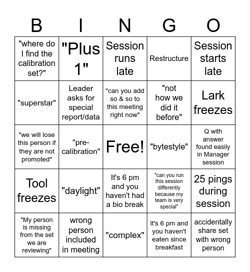 Performance @ Bingo Card