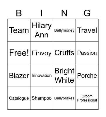 Colin Christie Bingo Card