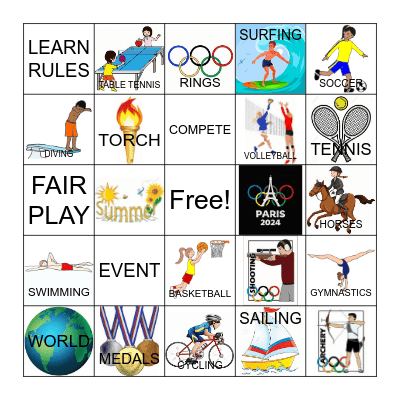 Olympics Bingo Card