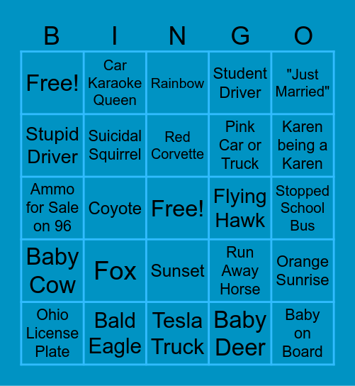 My Commute Sucks Bingo Card